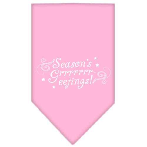 Seasons Greetings Screen Print Bandana Light Pink Large